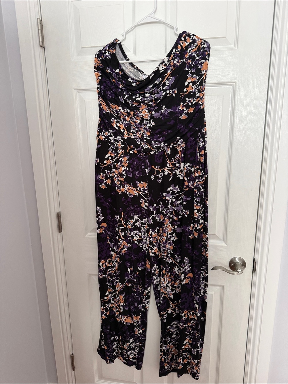 Sleeveless Floral Jumpsuit in Black, Purple & Peach